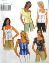 3861 Butterick FIT BUTTON TOPS SLEEVES OR NOT PATTERN 6-10, 12-16, 18-22 choice
